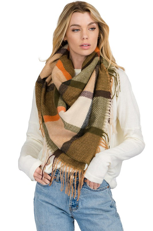 Scarf - Blanket Scarf - Oversized Square in Multi Color Plaids
