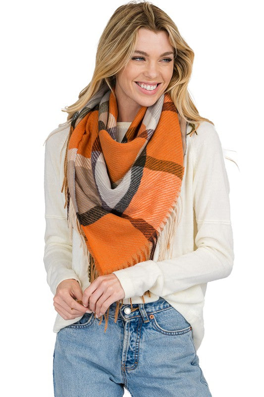 Scarf - Blanket Scarf - Oversized Square in Multi Color Plaids