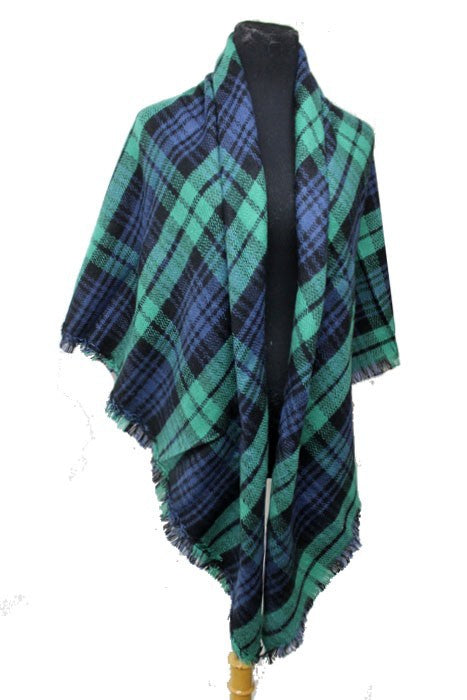Scarf - Blanket Scarf - Oversized Square in Multi Color Plaids