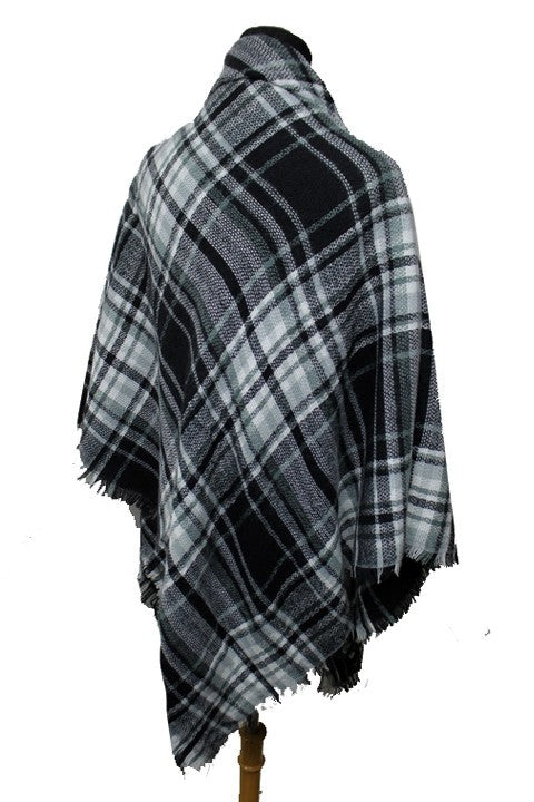 Scarf - Blanket Scarf - Oversized Square in Multi Color Plaids