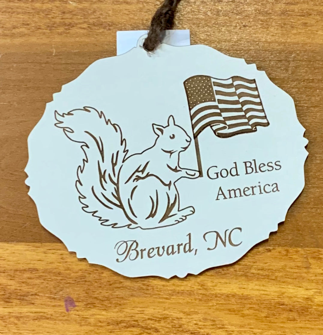 Ornament - Laser Cut Wood - God Bless America