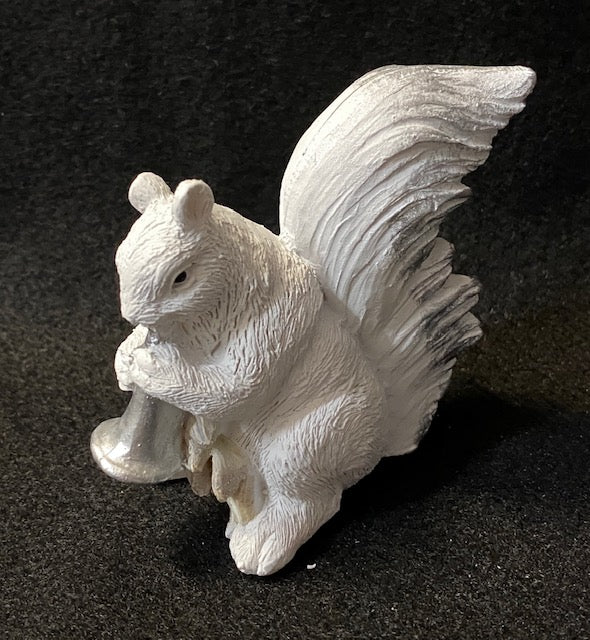 Figurine - Resin - White Squirrel with Trumpet - Hand-Painted