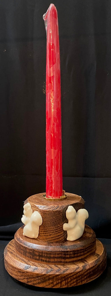 Candle Holder - Hand-crafted White Squirrel Candle Holder