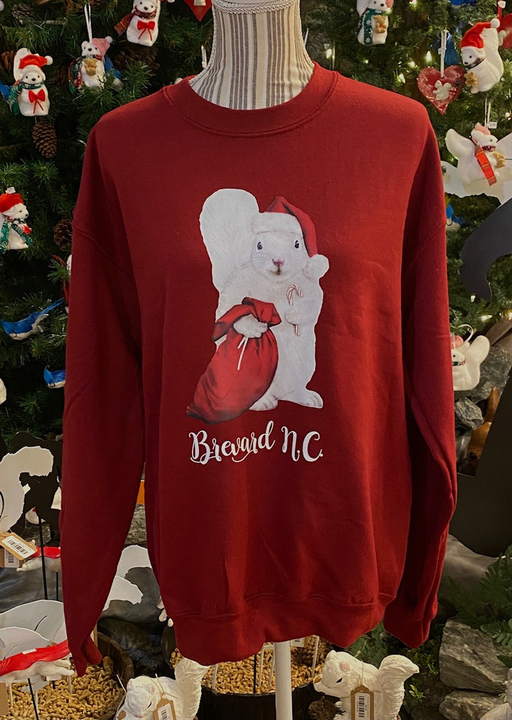Christmas Sweatshirt - For Adults - Garnet Unisex Sweatshirt with Santa White Squirrel