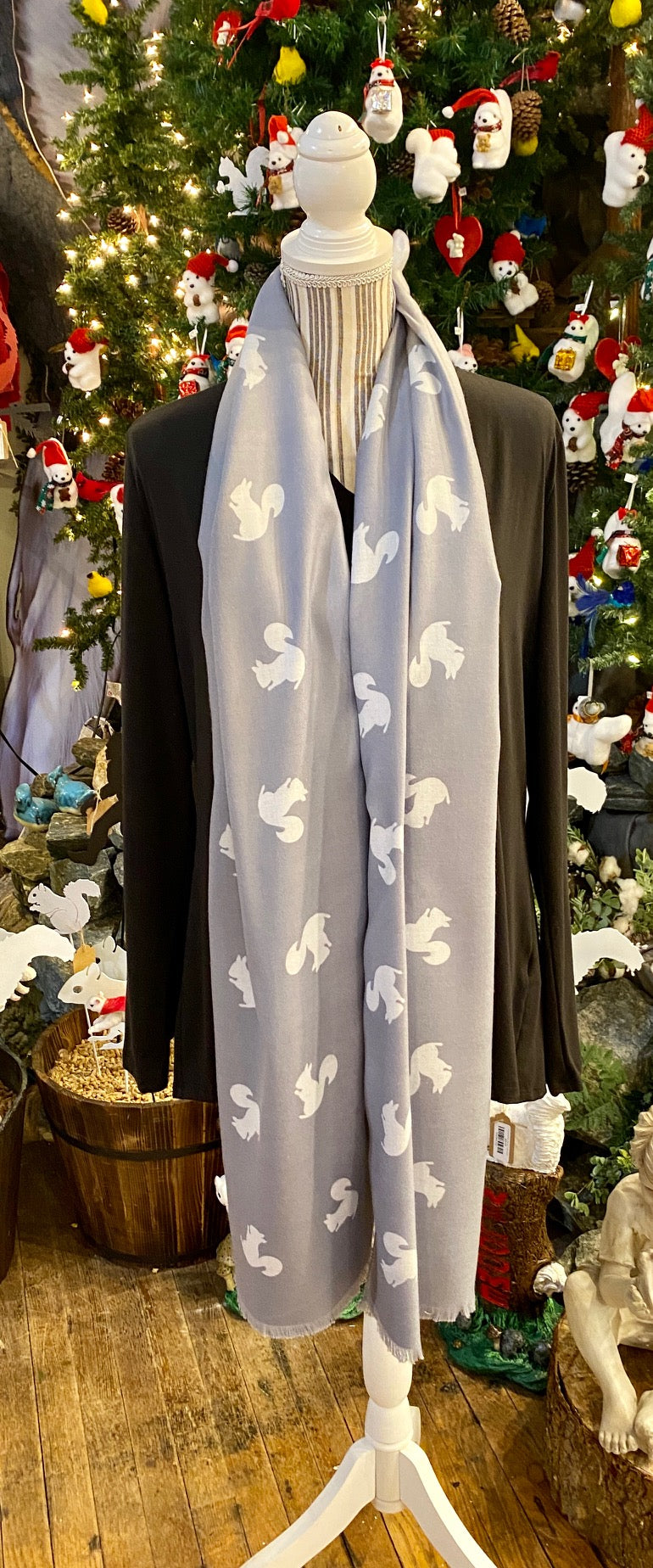 Scarf - Cashmere-Feel White Squirrel Scarf - Winter Shawl Stadium Blanket 84x28