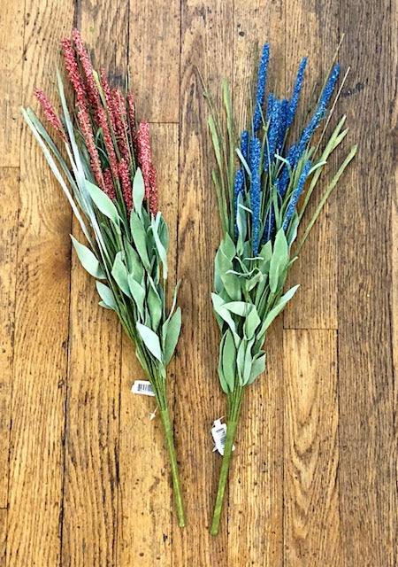 Stem - 22" Blue & Coral Wild Heather Bush