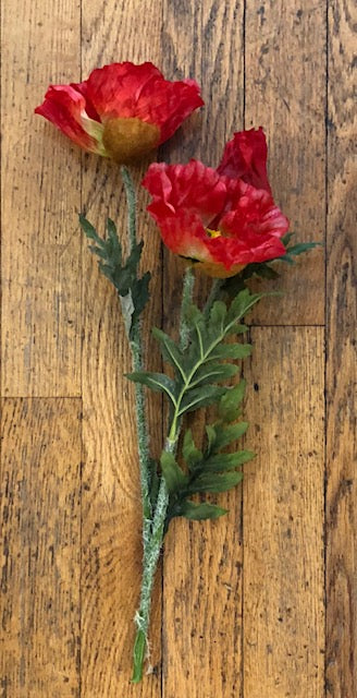 Stem - 15" Red Silk Poppy