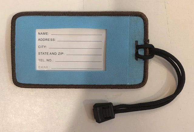 Luggage Tag - Our little White Squirrel and "Brevard, NC" Embroidered on Front