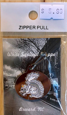 Zipper Pull - Metal White Squirrel