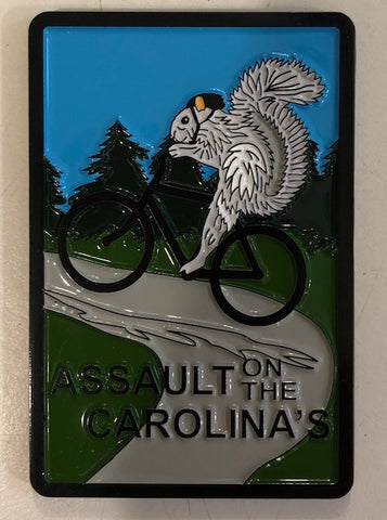 Magnet - "Assault on the Carolinas" White Squirrel Bike Riding Metal Magnet