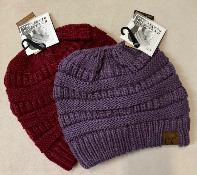 Beanie by "CC" - Ponytail/Messy Bun