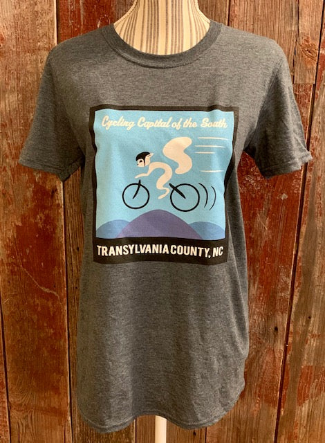 T-Shirt - Adult - Cycling Capital of South - Short Sleeve Crew Neck in Heathered Grey