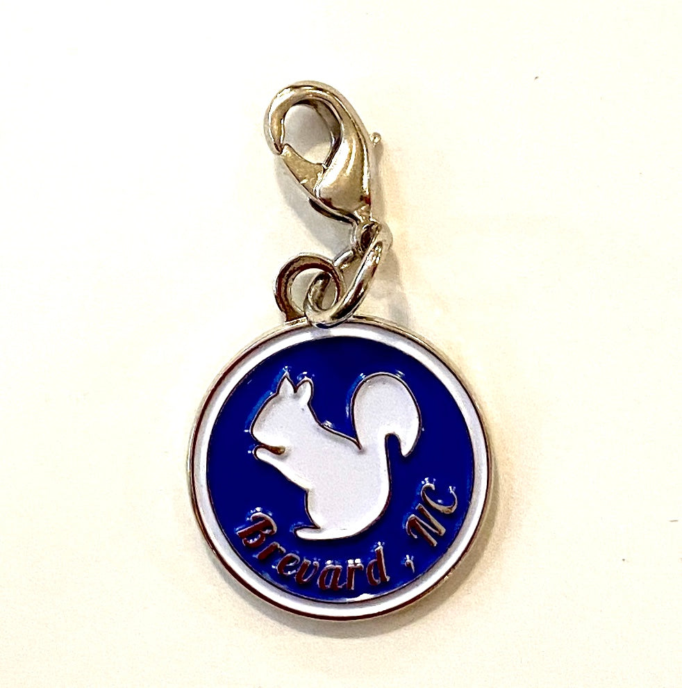 Jewelry - Charm - Metal White Squirrel with Blue Background & Brevard, NC