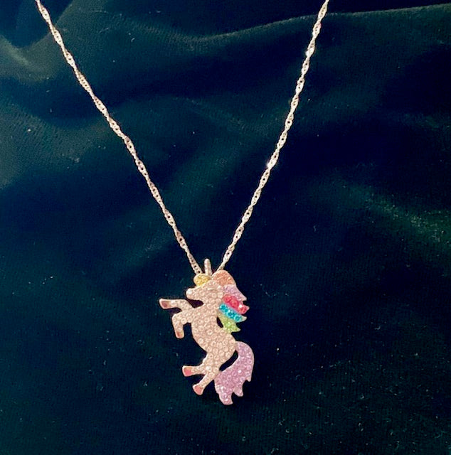 Jewelry - Unicorn Pendant with Clear & Colored Crystals
