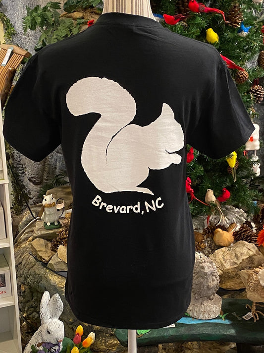 T-Shirt - Adult - White Squirrel Logo - Short Sleeve Crew Neck in Black