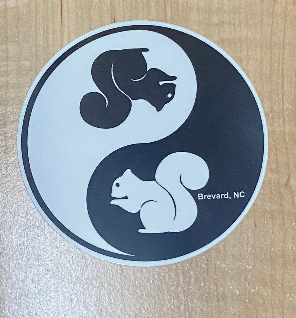 Decal/Sticker - White Squirrel Yin & Yang - 4" Circle