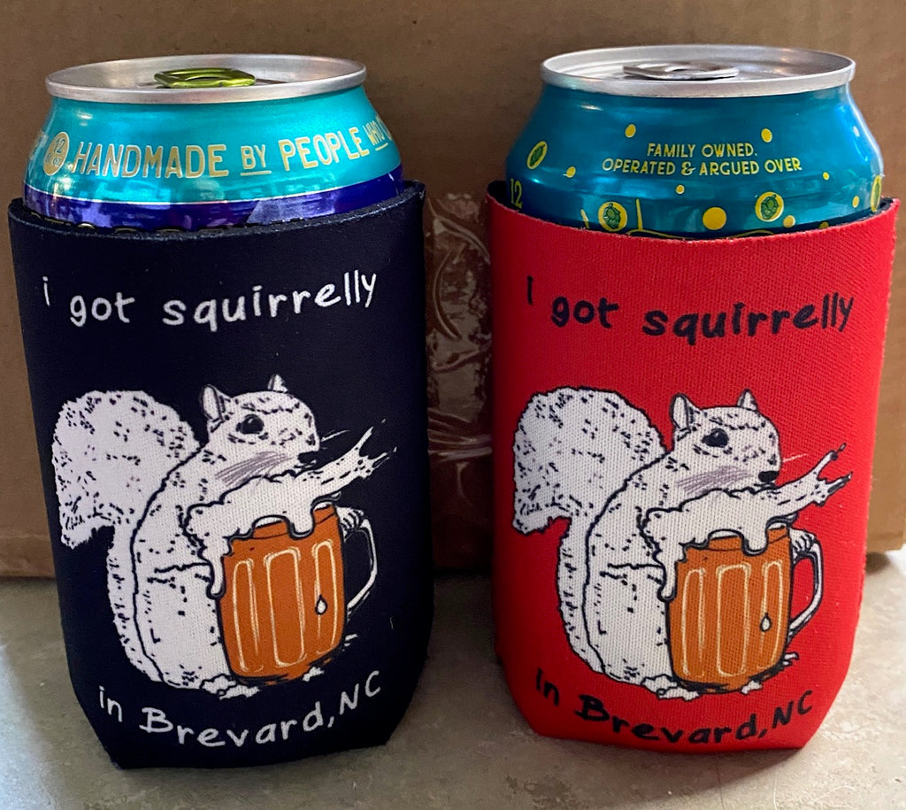 Koozie - Collapsible Neoprene Beverage Can Koozie with White Squirrel Design