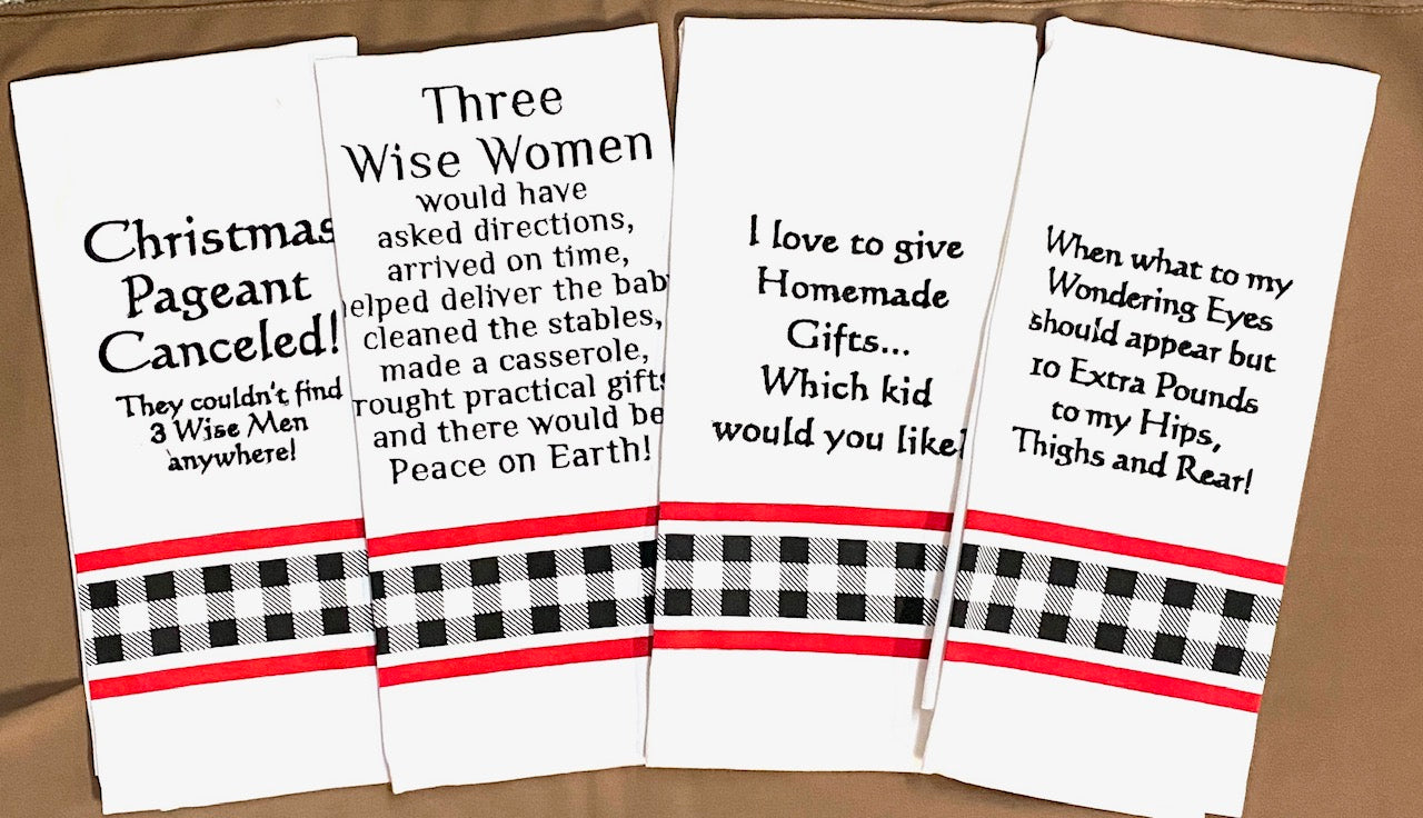 Towel - Christmas - Embroidered Bistro Towels with Funny Quotes