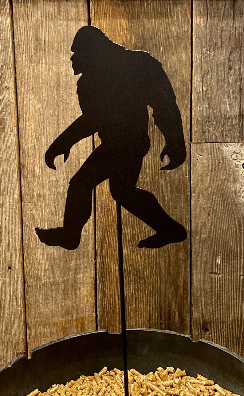 Metal Garden Art - Black Sasquatch Garden Stake - 9" high x 5-1/2" wide