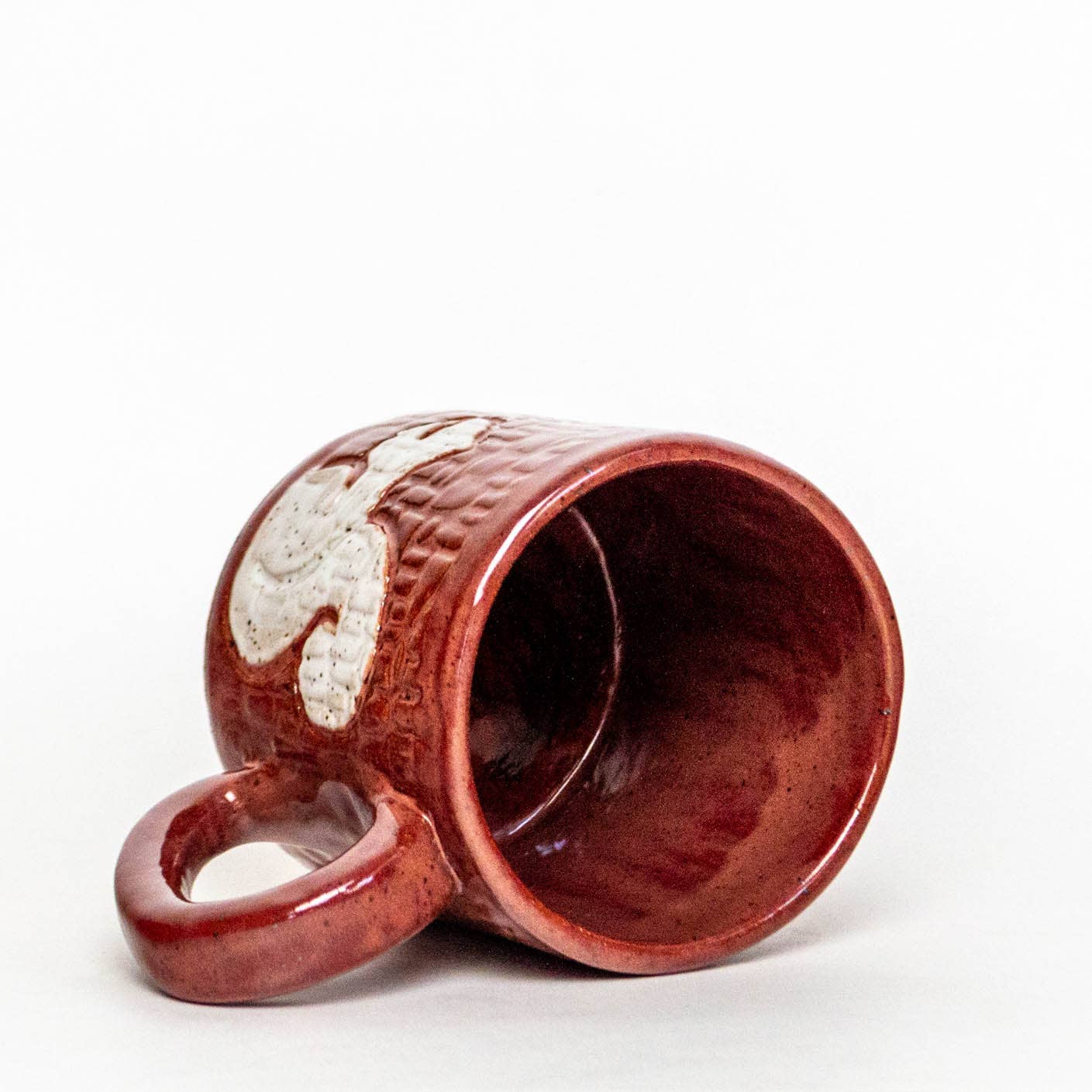 White Squirrel Design Handmade Ceramic 10oz Red Mug