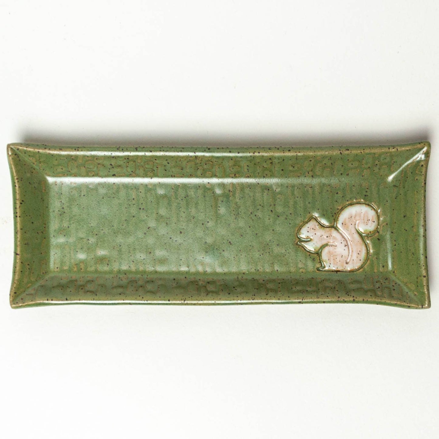 Pottery - White Squirrel Handmade Ceramic Green Butter Dish