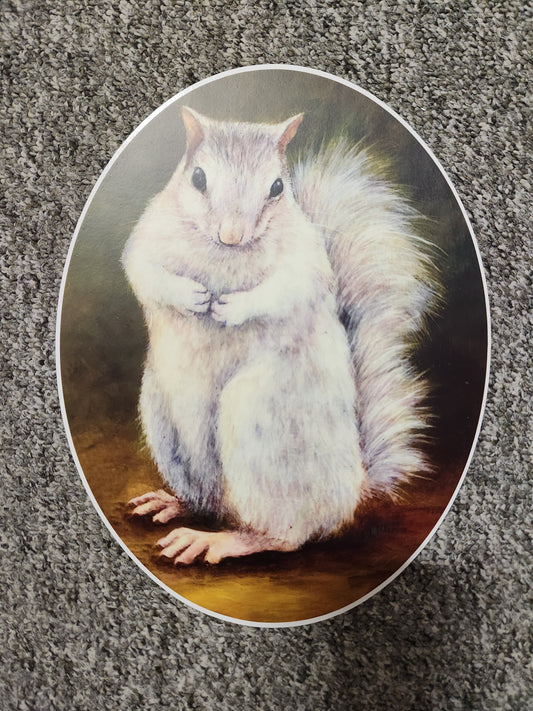 Decal/Sticker - White Squirrel Art Print - Extra Large Oval