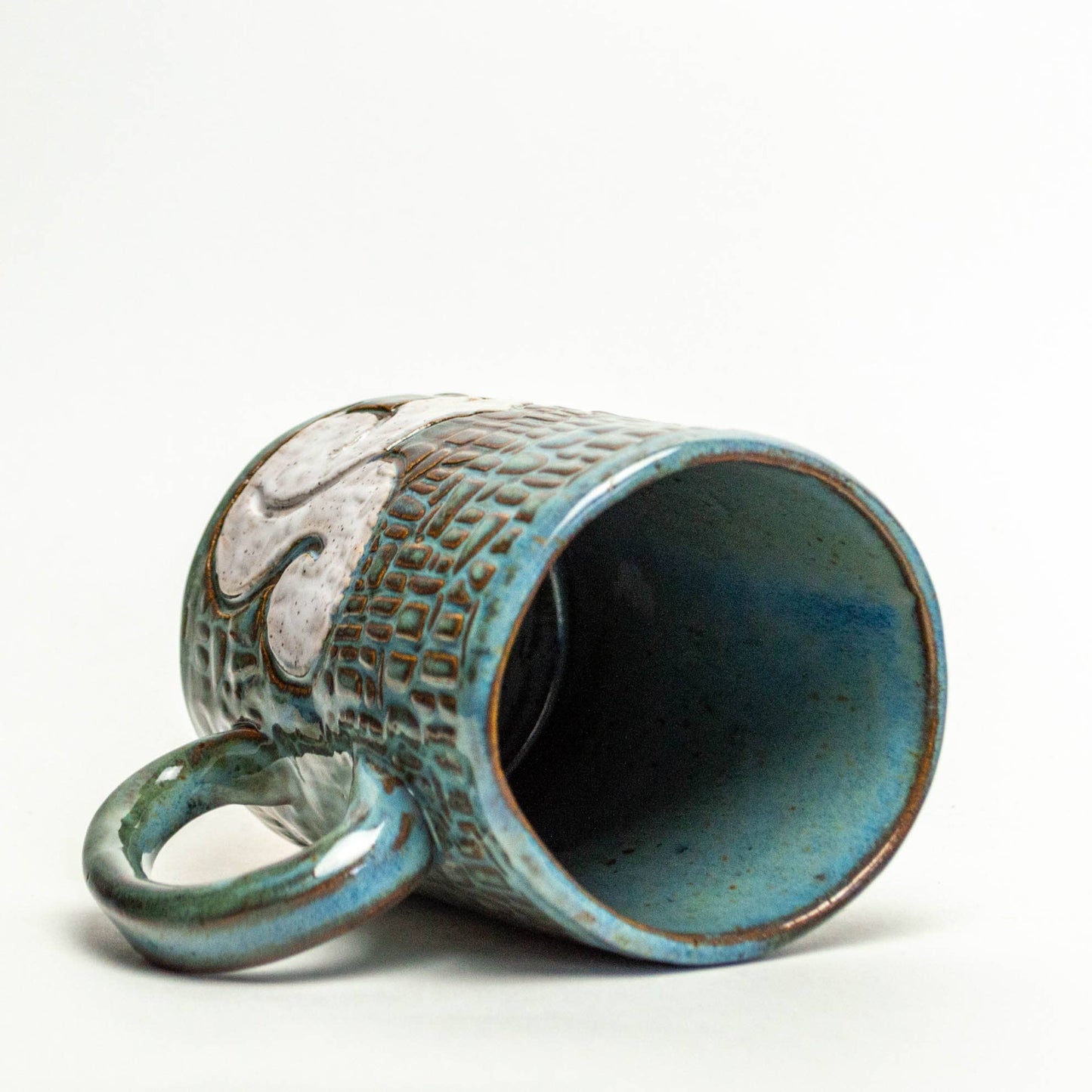 Pottery - White Squirrel Handmade Stoneware Blue 14oz Mug