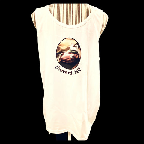 Tank Top - Unisex - Scoop Neck - Relaxed Fit - White Squirrel on a Porsche