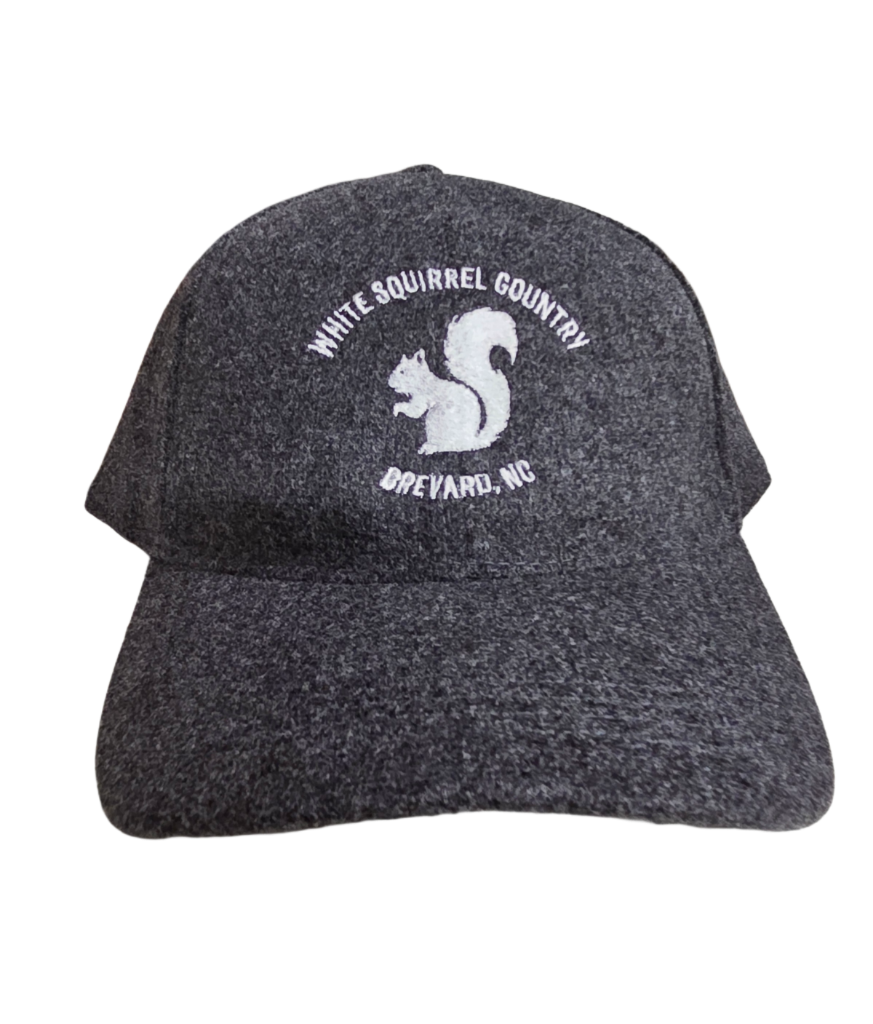 Gray cap with white squirrel logo and 'White Squirrel Country Brevard, NC'.