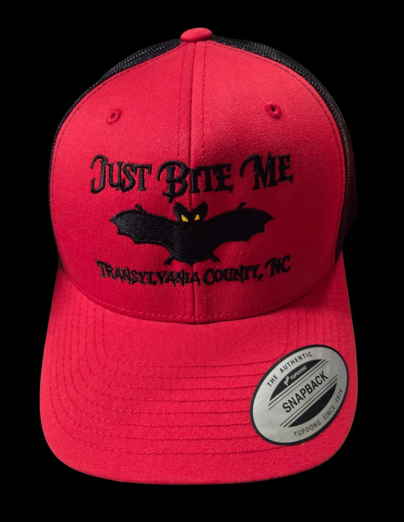 Baseball Cap/Hat - Embroidered "Just Bite Me" - Transylvania County NC