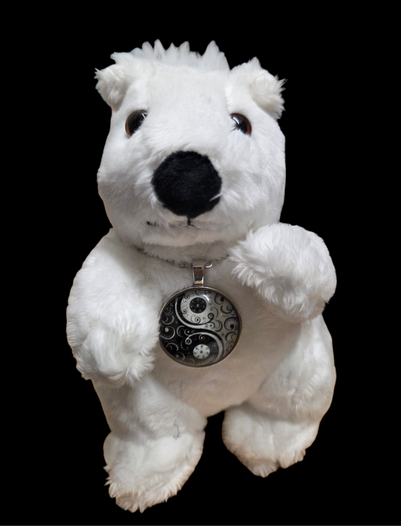 Stuffed Animal - Bead Dazzled White Squirrel with Black Nose - Medium Size