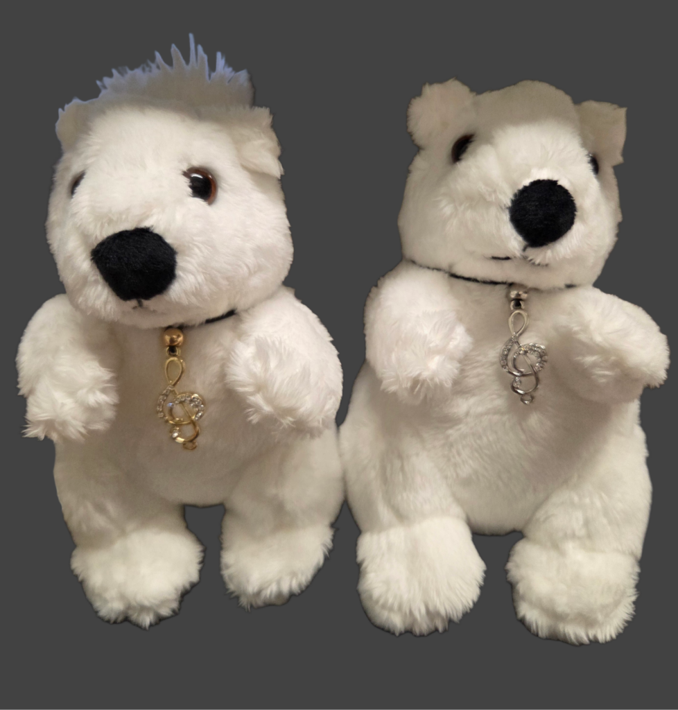 Stuffed Animal - Bead Dazzled White Squirrel with Black Nose - Medium Size