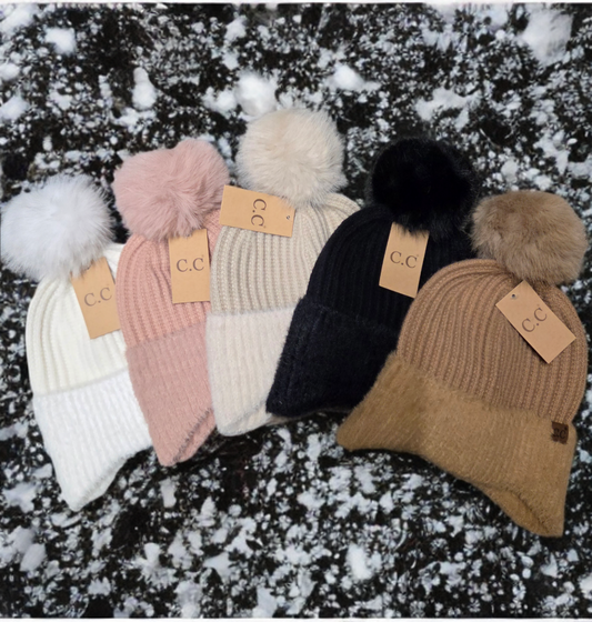 Hat - CC Fur Earflap Beanie Winter Hat in Assorted Colors