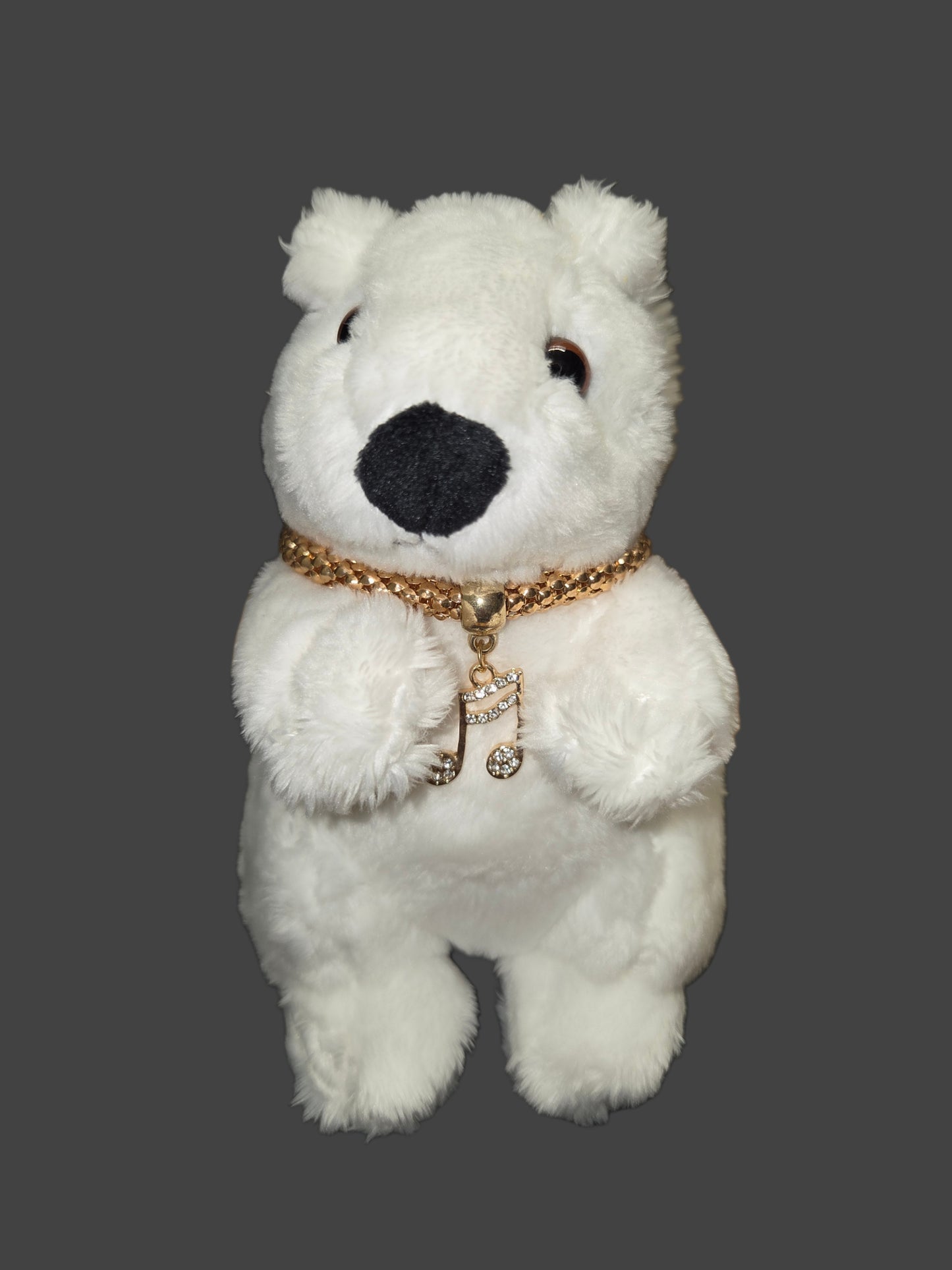 Stuffed Animal - Bead Dazzled White Squirrel with Black Nose - Medium Size