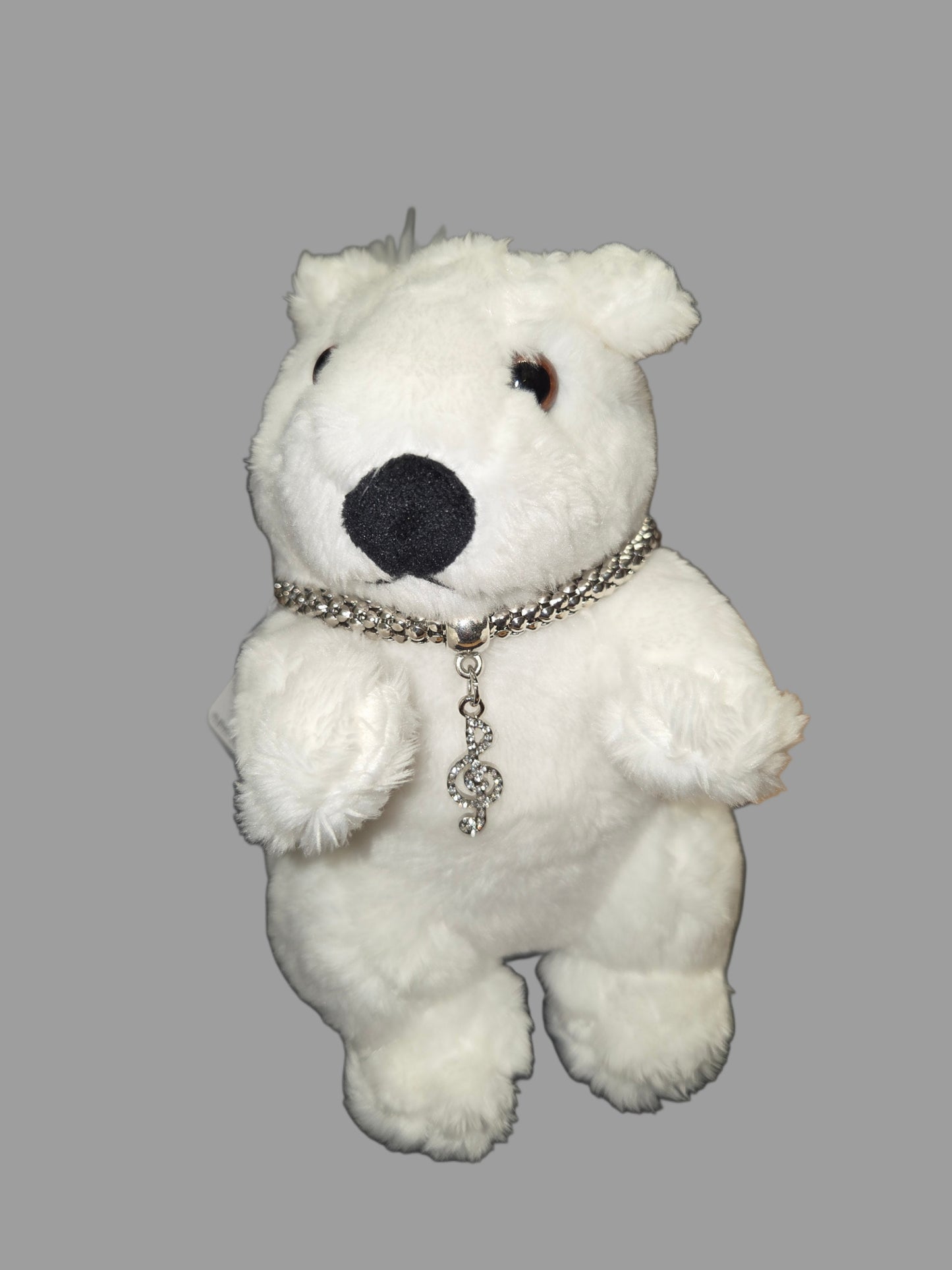 Stuffed Animal - Bead Dazzled White Squirrel with Black Nose - Medium Size