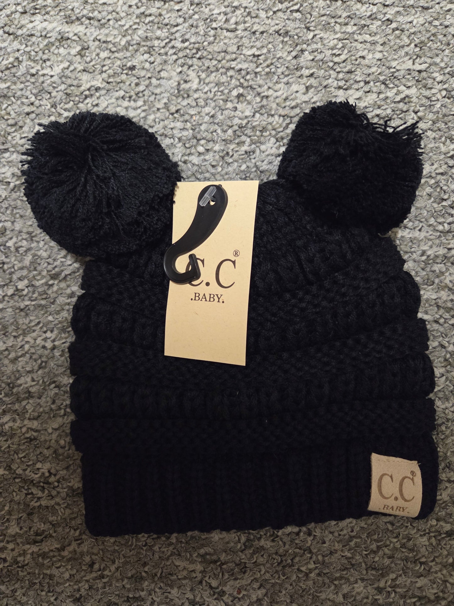 Hat - CC Baby Double Pom Pom Ribbed Design with Mitten Glove 0-9 months in Assorted Colors