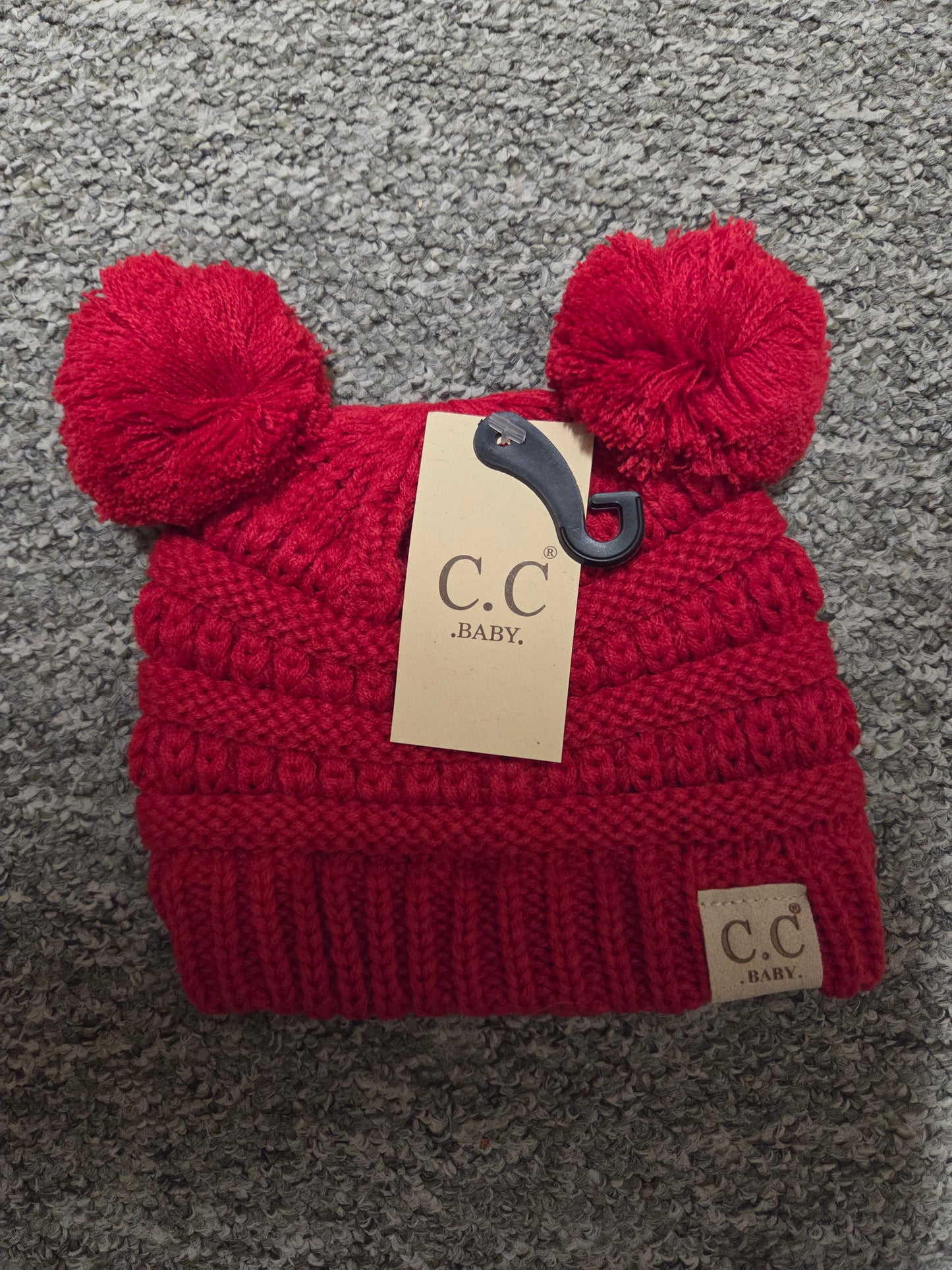 Hat - CC Baby Knit Beanie with Double Pom Pom in Assorted Colors