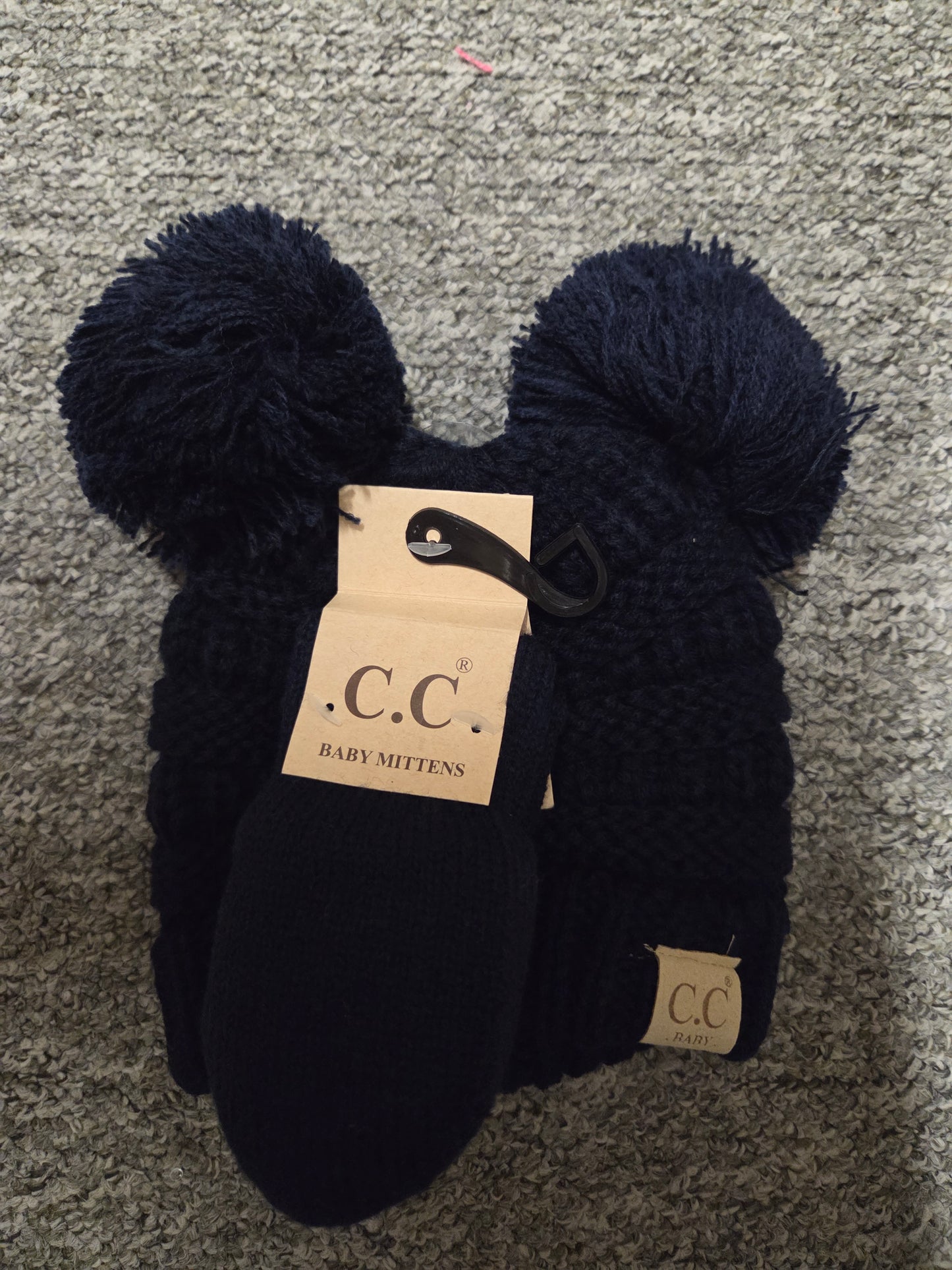 Hat - CC Baby Double Pom Pom Ribbed Design with Mitten Glove 0-9 months in Assorted Colors