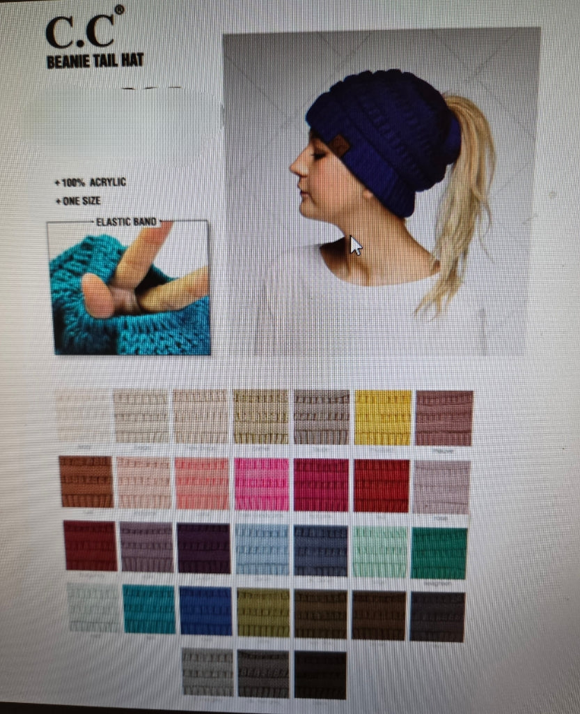 Beanie by "CC" - Ponytail/Messy Bun