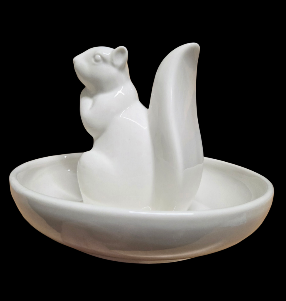 Home Accessories- White Squirrel Ceramic Nut Bowl