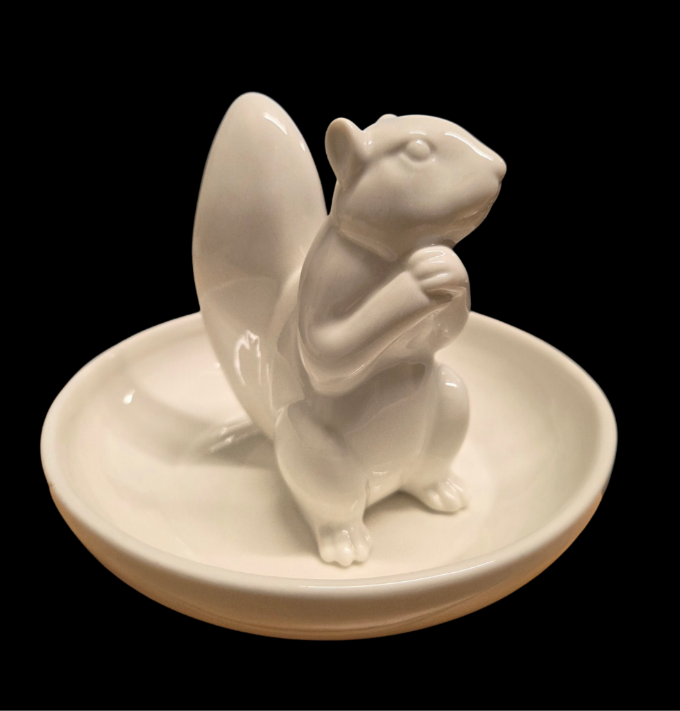 Home Accessories- White Squirrel Ceramic Nut Bowl