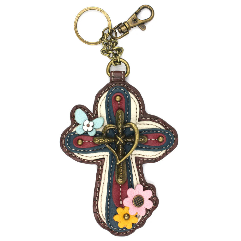 Purse Charm Key Chain Zipper Back in Sasquatch, Sunflower, Honey Bee, Piano, Hummingbird, Cardinal, Bicycle and Cross