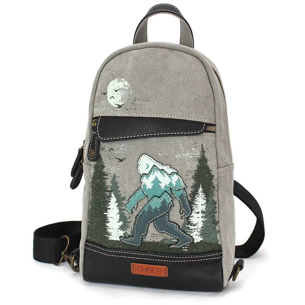Backpack Canvas Sling Bag - Big Foot and Sasquatch - Chala