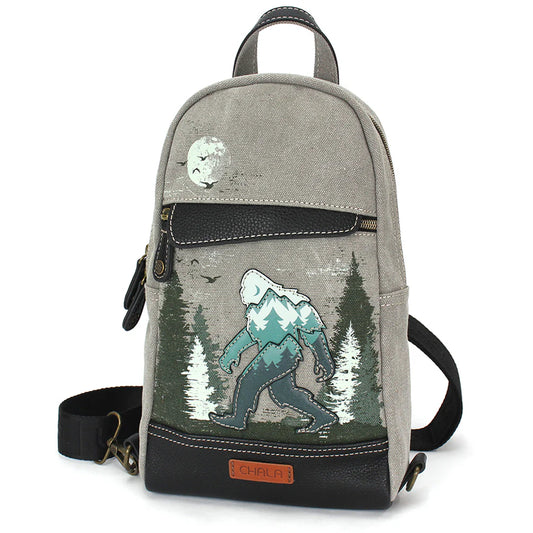 Backpack Canvas Sling Bag - Big Foot and Sasquatch - Chala
