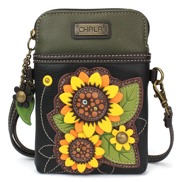 Chala Handbag Crossbody Handbag in various designs like sunflower, cardinal, cross, bigfoot, bicycle, bee, piano