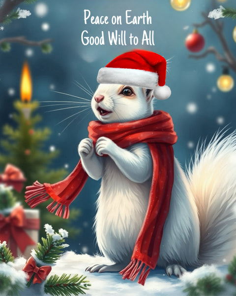 Cards - White Squirrel Christmas 2024 with Envelope