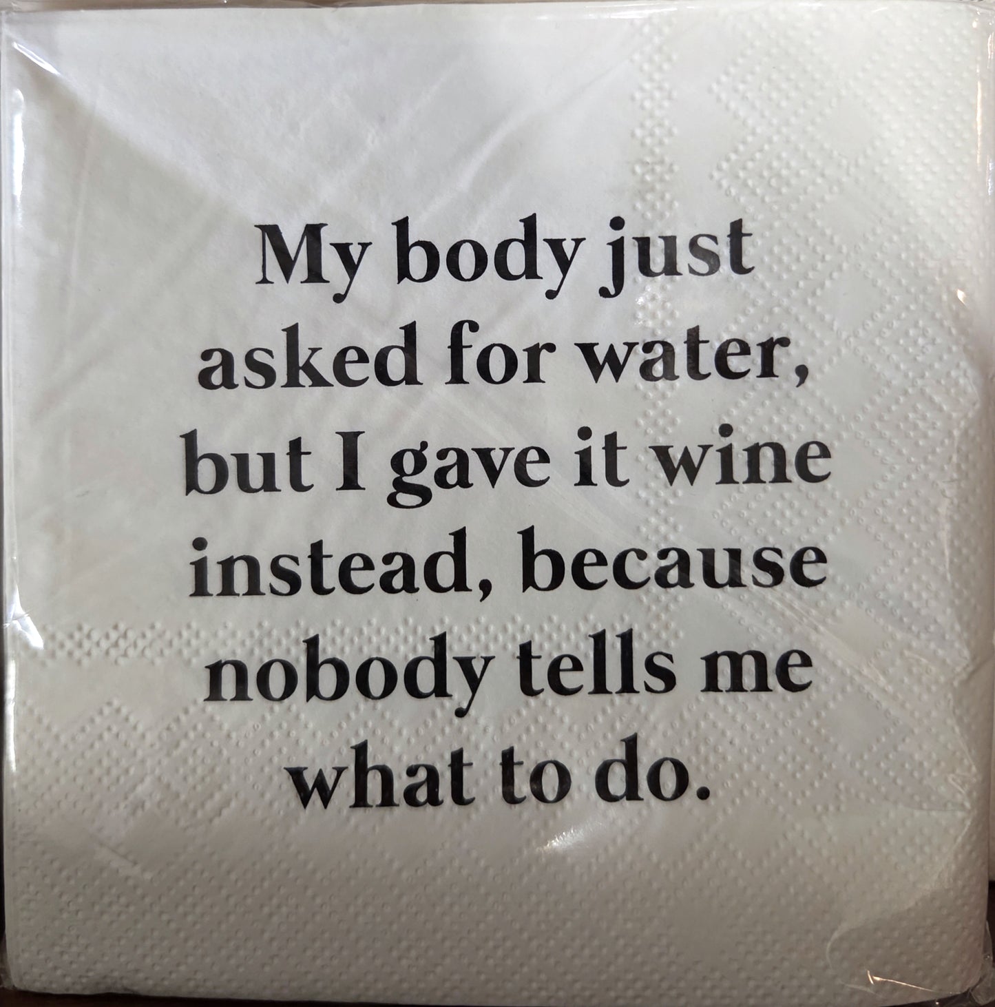 Napkins - Cocktail size for Happy Hour - Funny for Everyone - Black and White