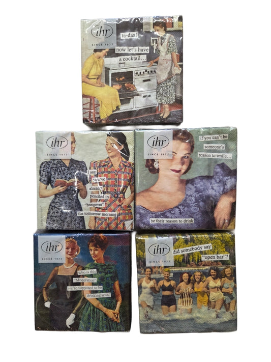 Napkins - Cocktail size for Happy Hour - Funny for Everyone - 50's theme
