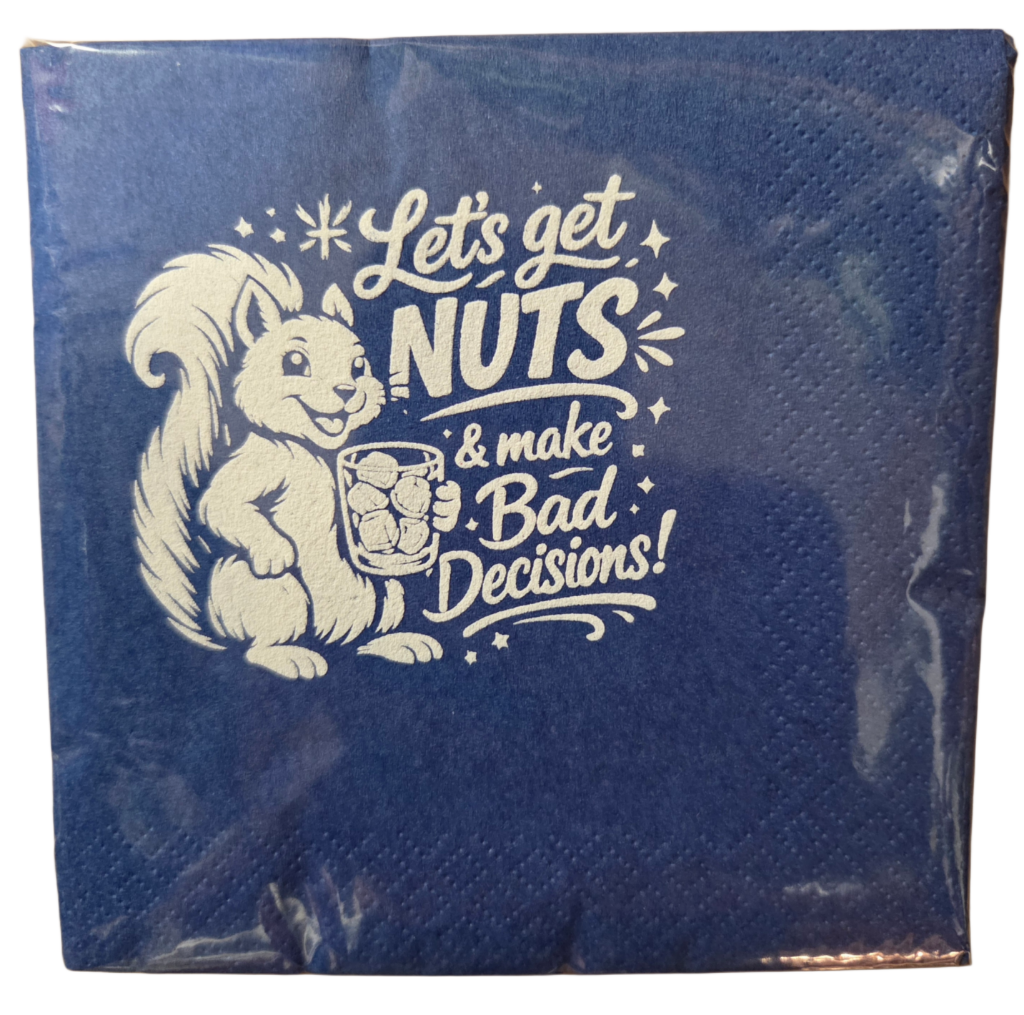 Cocktail Napkins with White Squirrel Design - 20 in a Pack in Various Designs