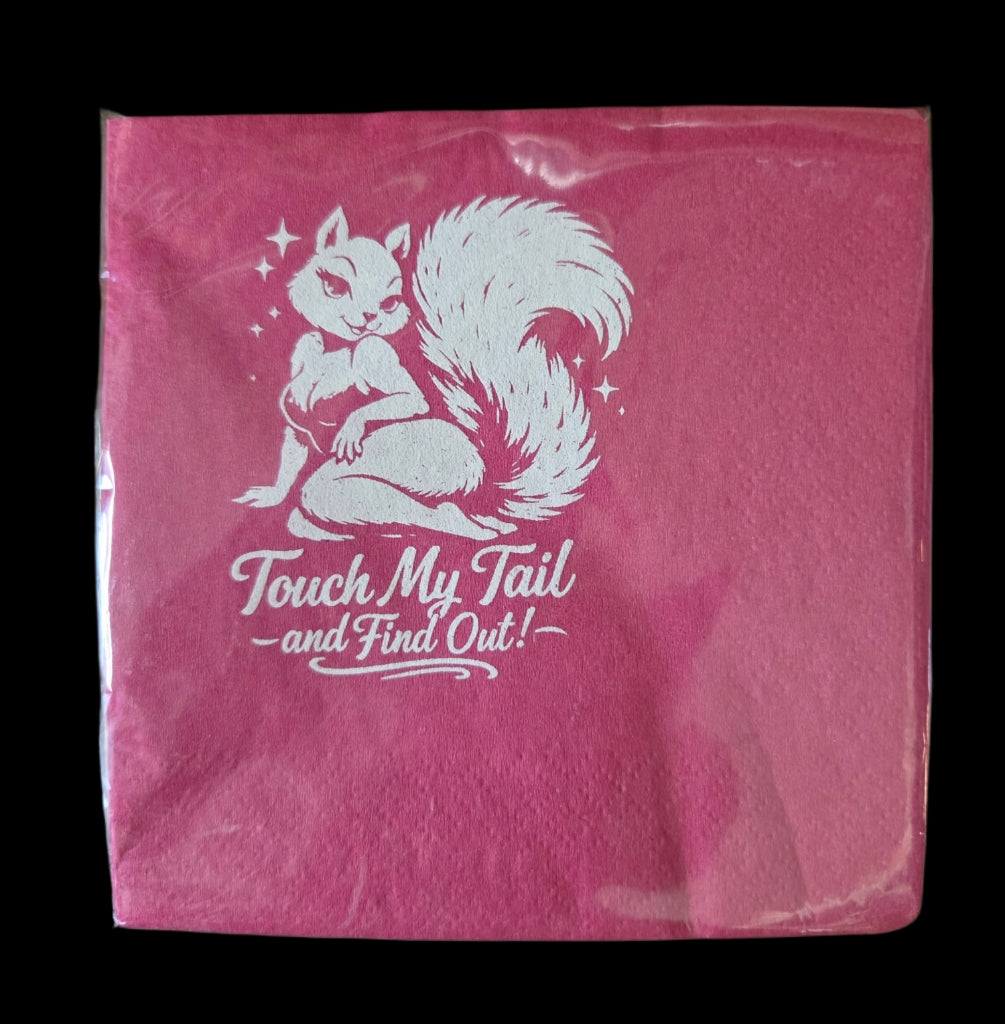 Cocktail Napkins with White Squirrel Design - 20 in a Pack in Various Designs